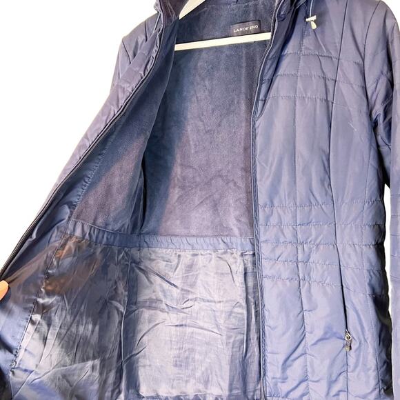 Lands‎ End Blue Hooded Puffer Jacket - Picture 4 of 9